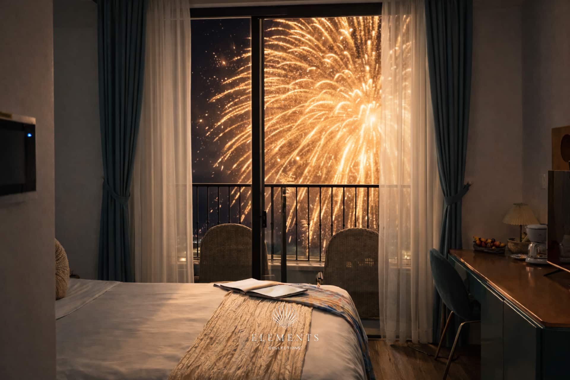 Show night, the fireworks from the bedroom